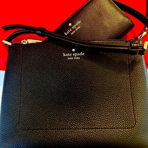 Kate Spade NWOT Purse & Wallet! Black Leather Shoulder/Crossbody Bag & Wallet